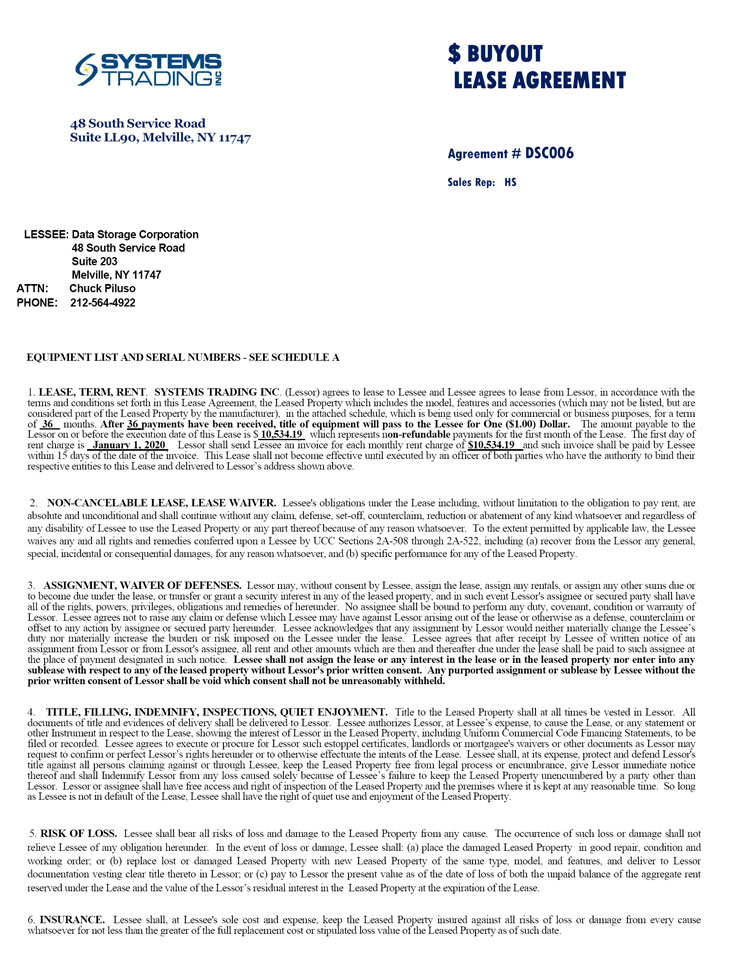 (STI LEASE DSC006 - 10.12 PAGE 1)