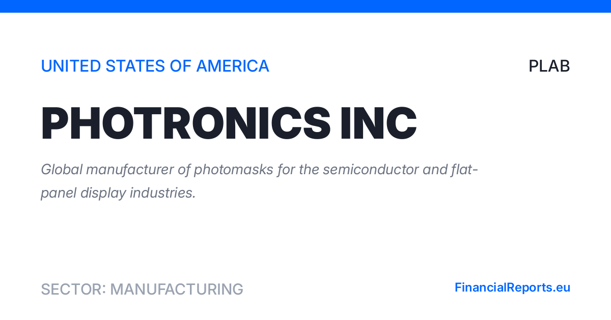 PHOTRONICS INC | Investor Relations / Filings / Financial statement